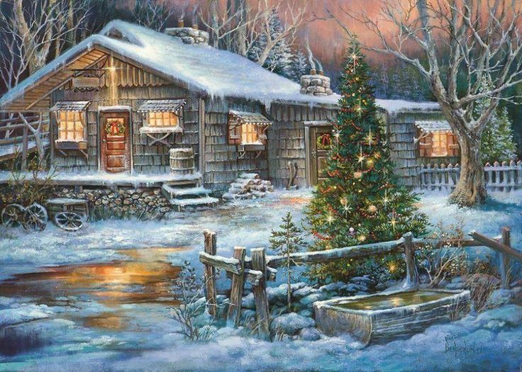 Snow cabin Christmas Pictures Pinterest