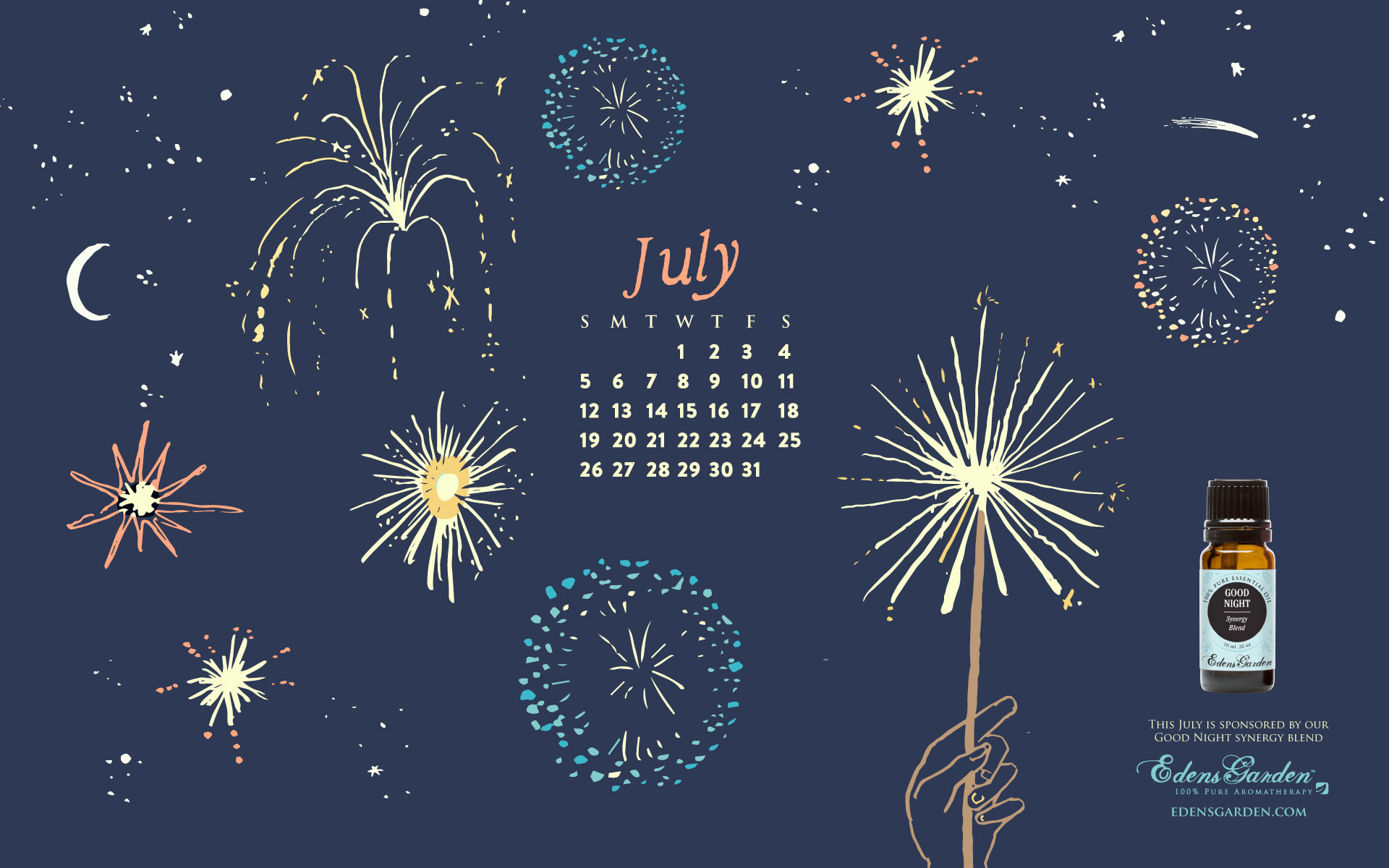 Bie July Desktop Calendar Wallpaper Edens Garden