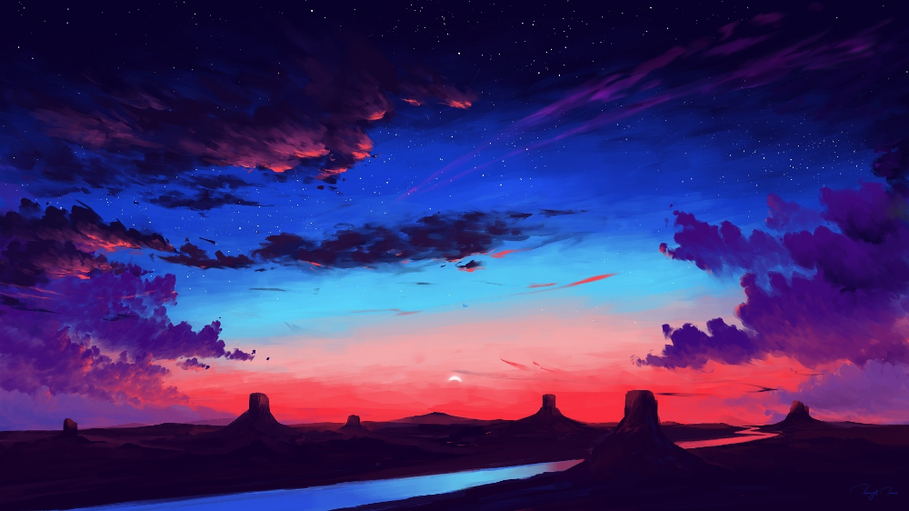 Desktop Wallpaper River Beautiful Sky Sunset Art Hd Image