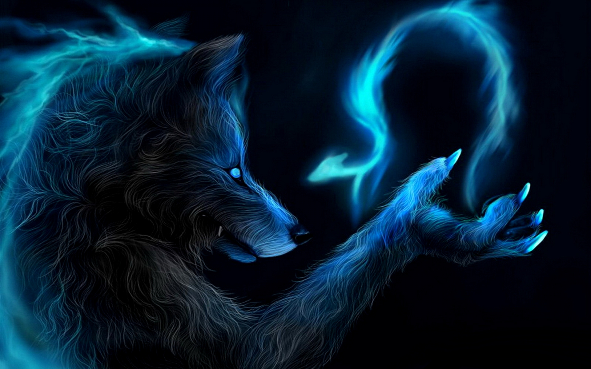 Fantasy Werewolf Wolf Wolves Lycan Magic Dragon Blue Art Wallpaper