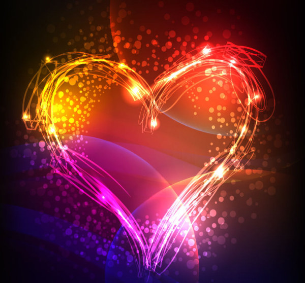 Abstract Colorful Neon Valentine Background Vectors