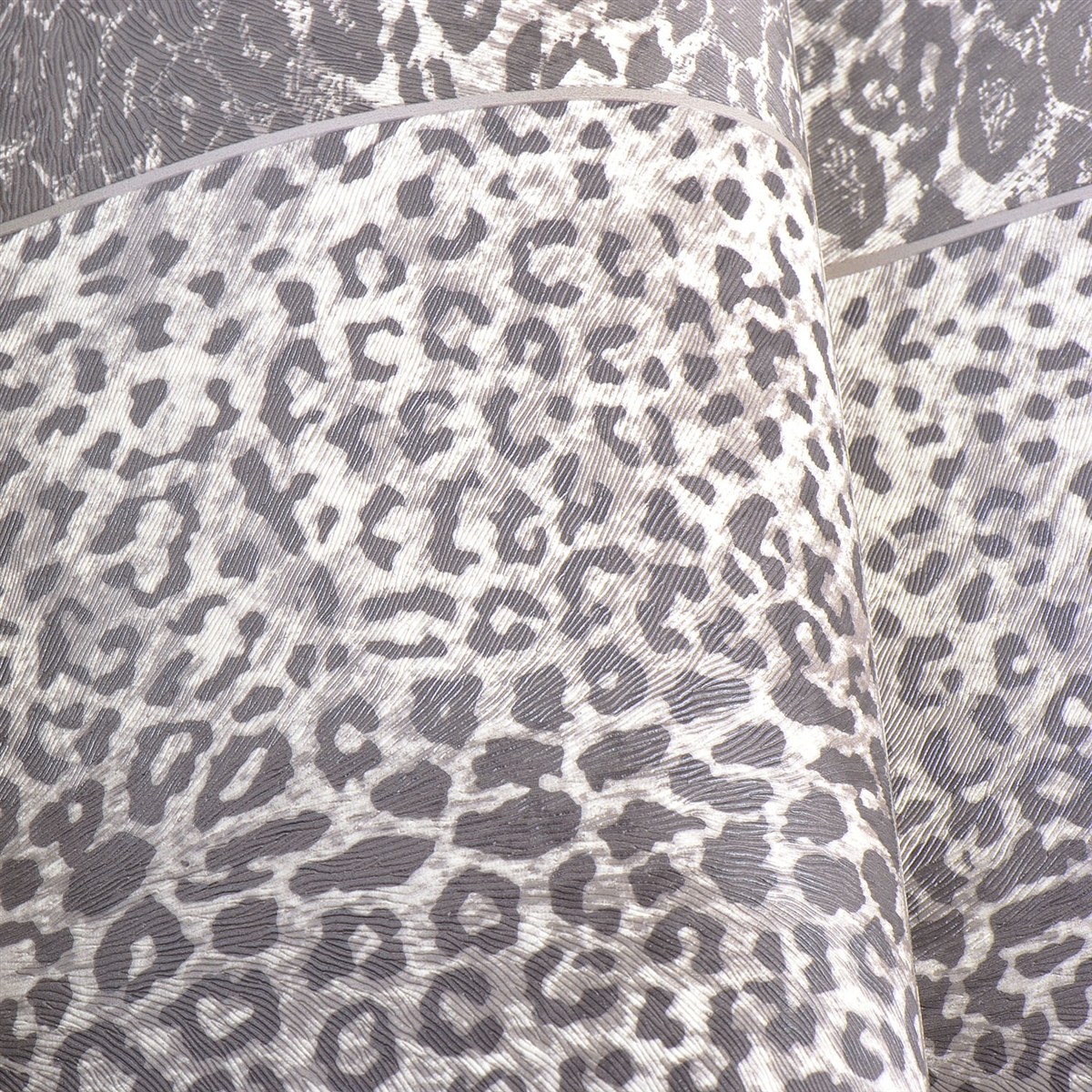 Grey Black Wallpaper Roll 10m Damask Textured Animal Print Leopard
