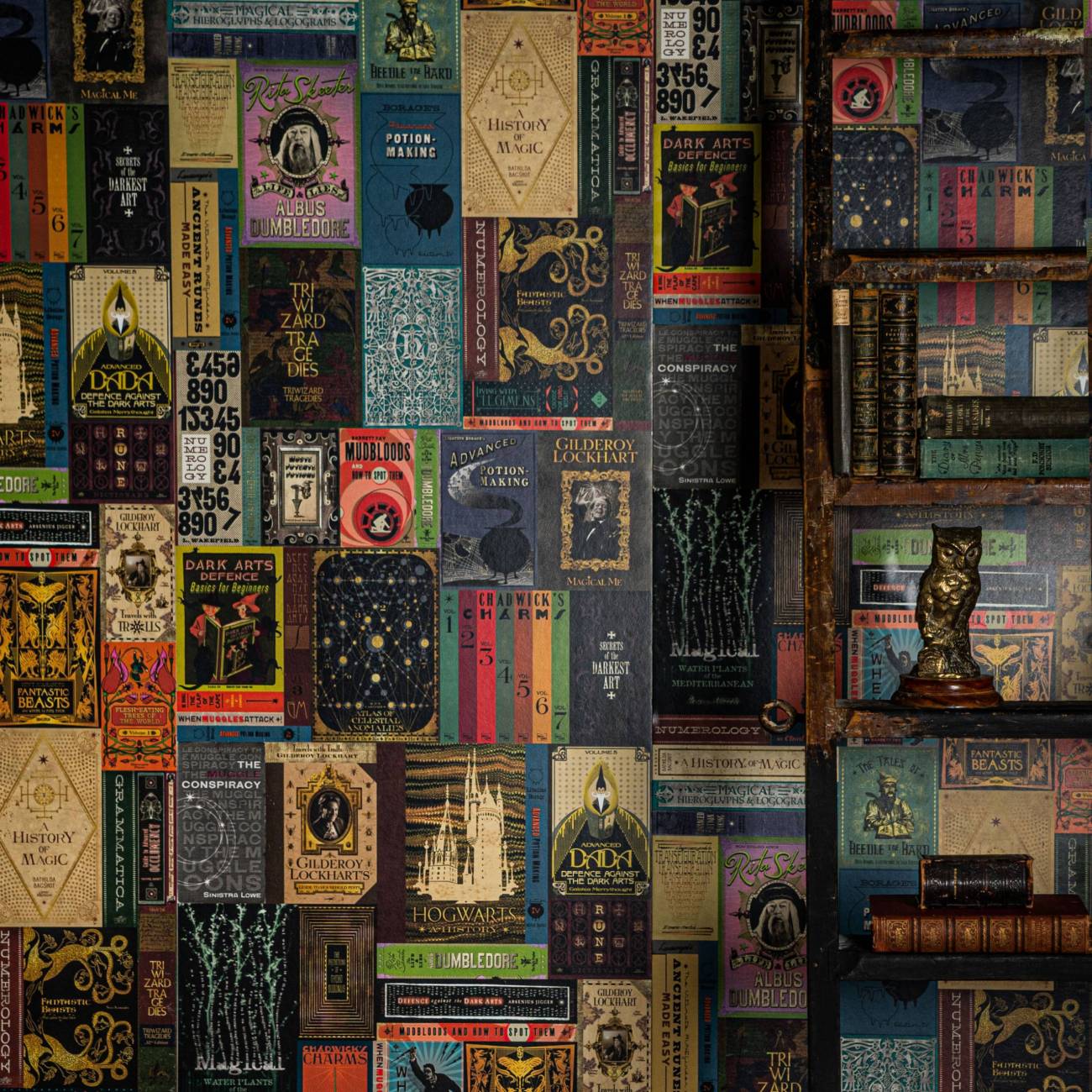 Hogwarts Library Book Covers Wallpaper Mural Minalima