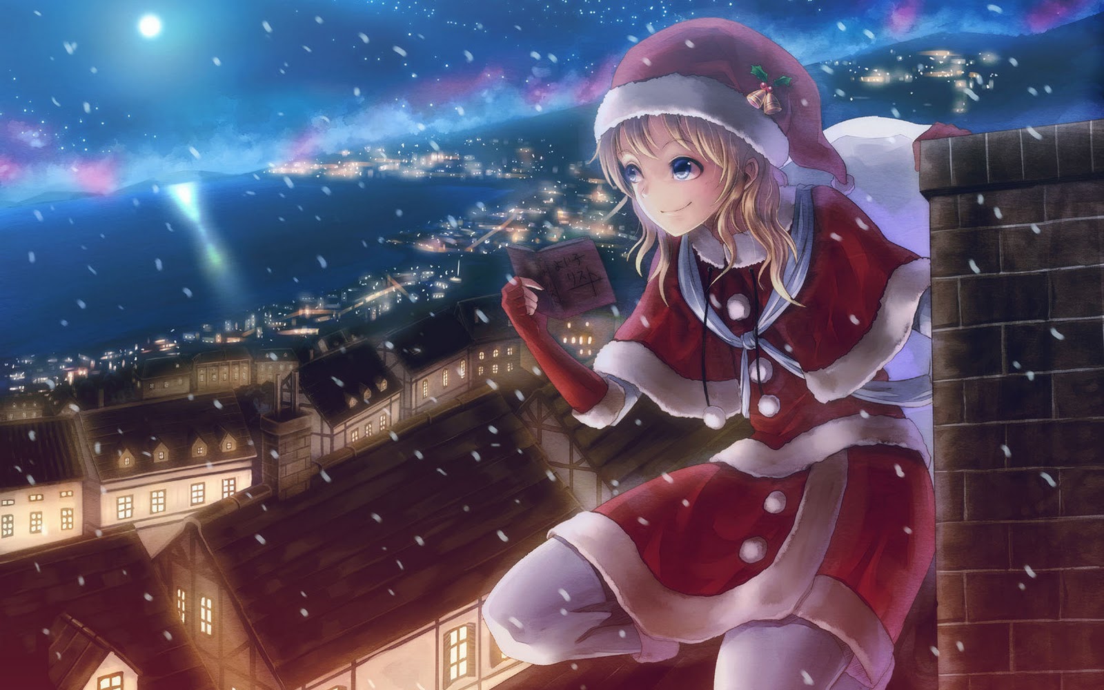 Anime Girl Chimney On Christmas Eve Wall Box