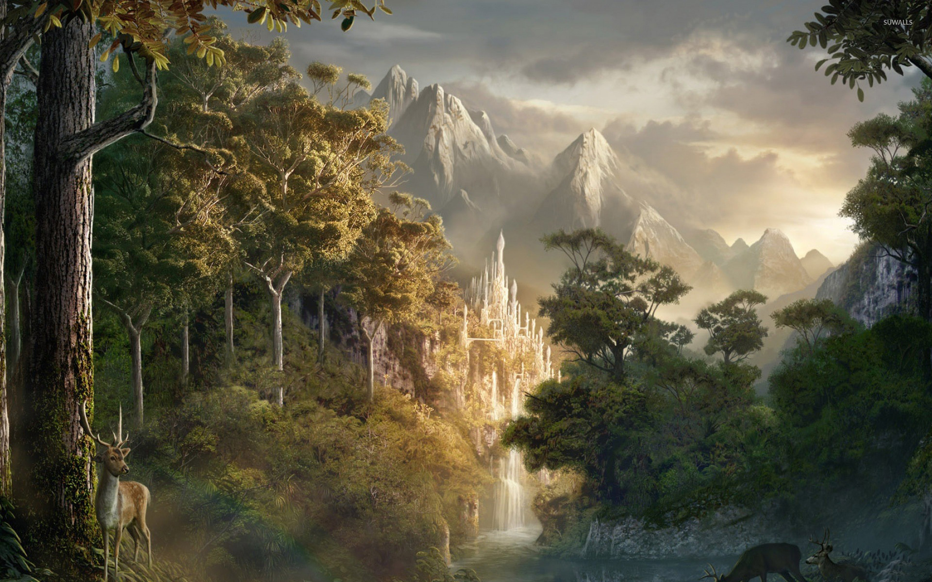 Castle in the mountains wallpaper Fantasy wallpapers