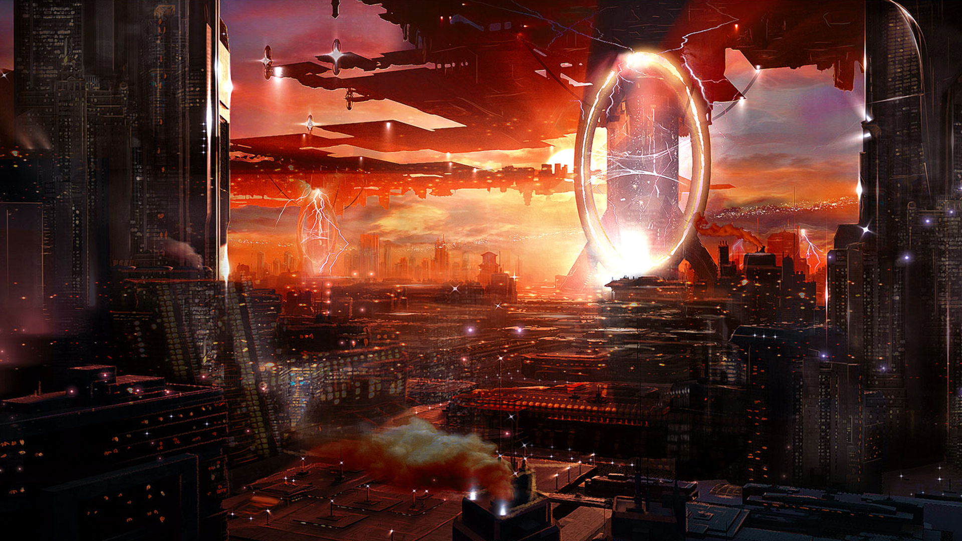 Sci Fi City Cities Futuristic Portal Wallpaper