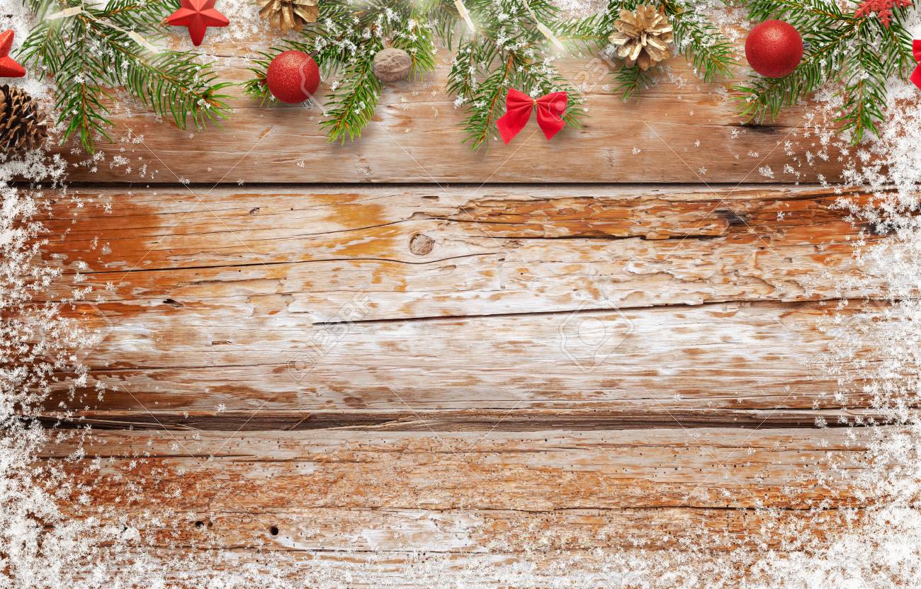 Christmas Background Image Wooden Table With Space For