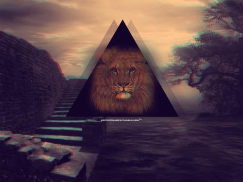 tiger triangle eye illuminati via We Heart It