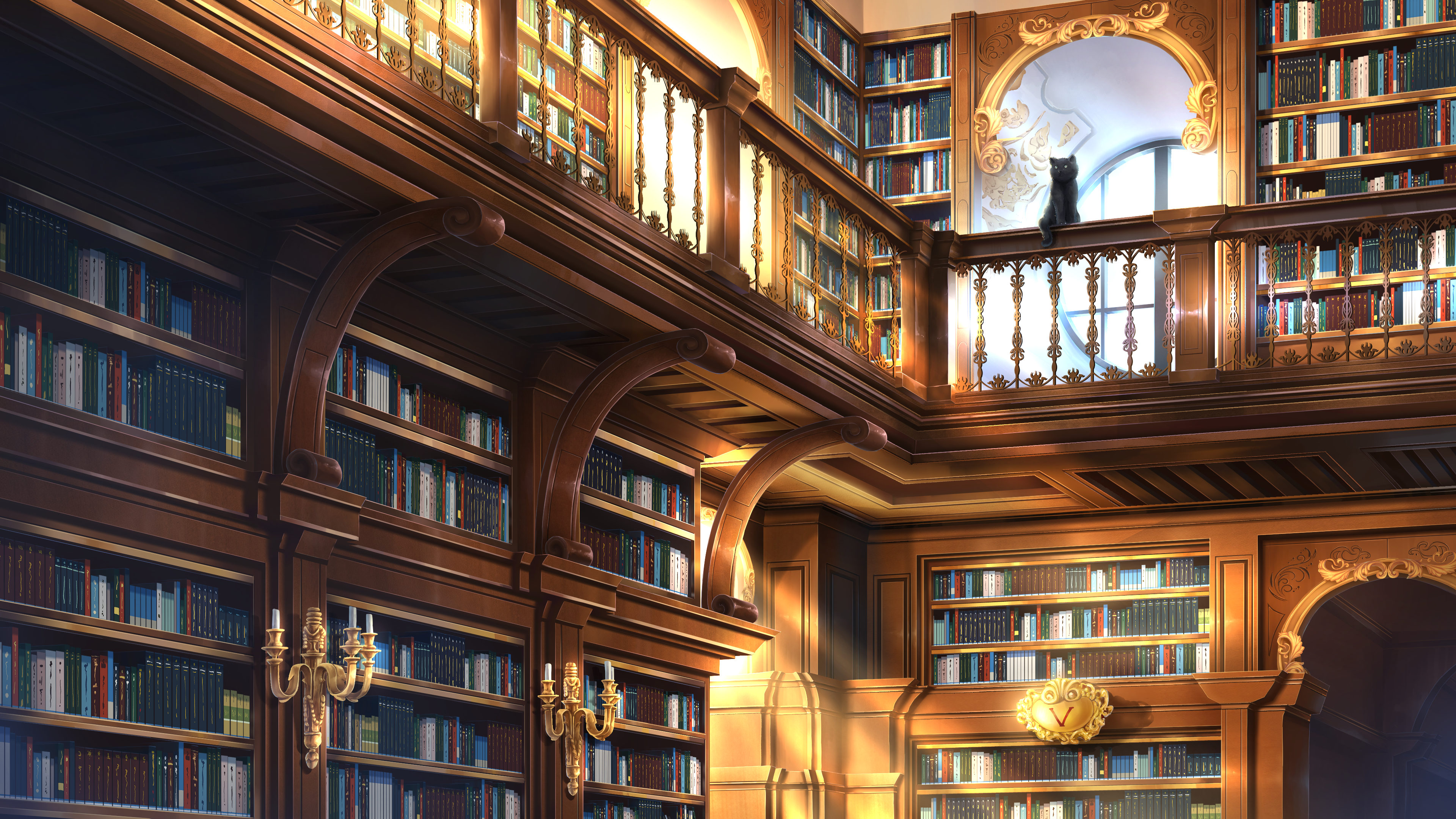 Book Cat Anime Library Cozy 4k Ultra HD Wallpaper By