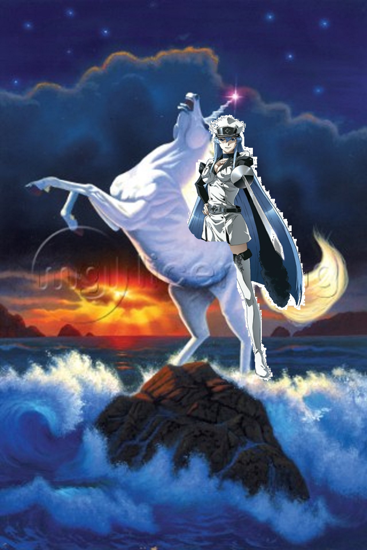 Akame Ga Kill Image Esdeath Rides On An White Unicorn