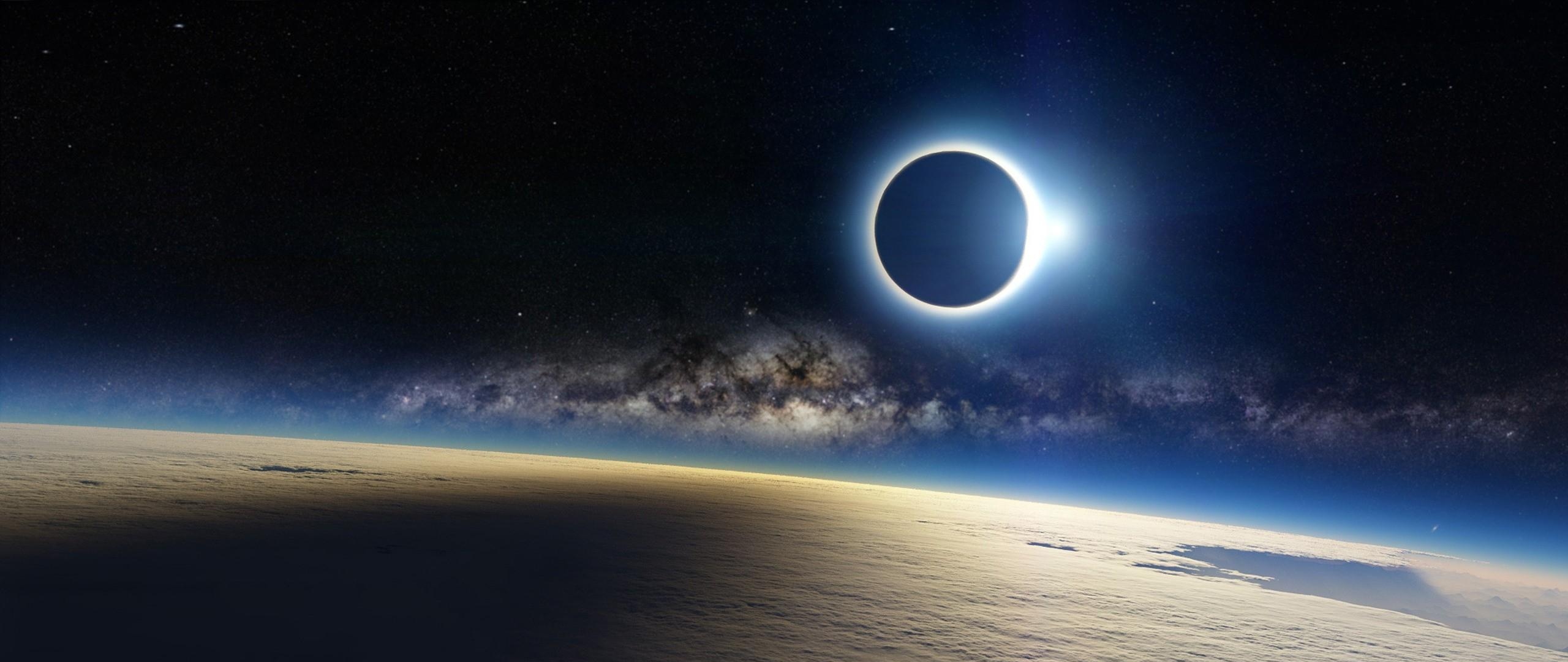 HD Solar Eclipse Moon Shadow On Earth Cloud Wallpaper