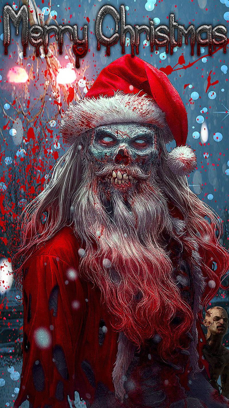 A Zombie Santa Claus With Hat And Sleigh Wallpaper