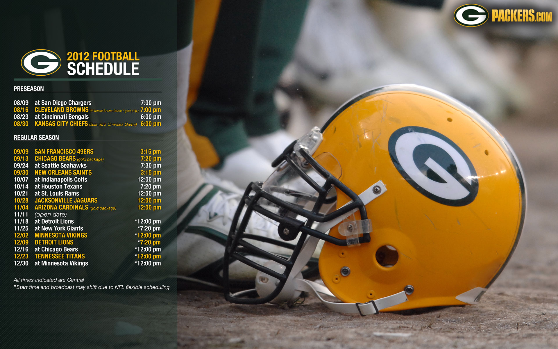 Green Bay Packers Schedule Wallpaper