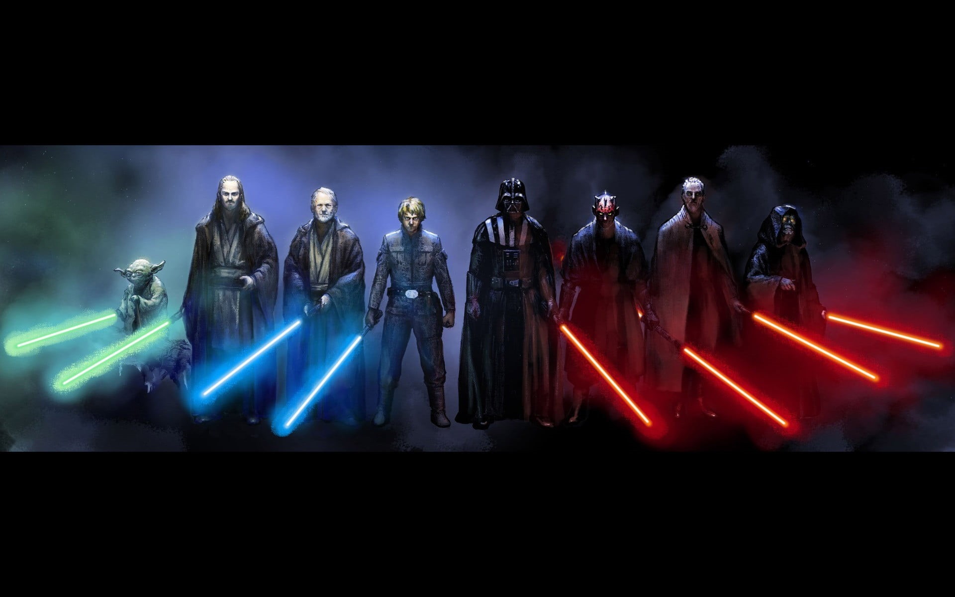 Yoda Obi Wan Kenobi Luke Skywalker Qui Gon Jinn Wallpaper