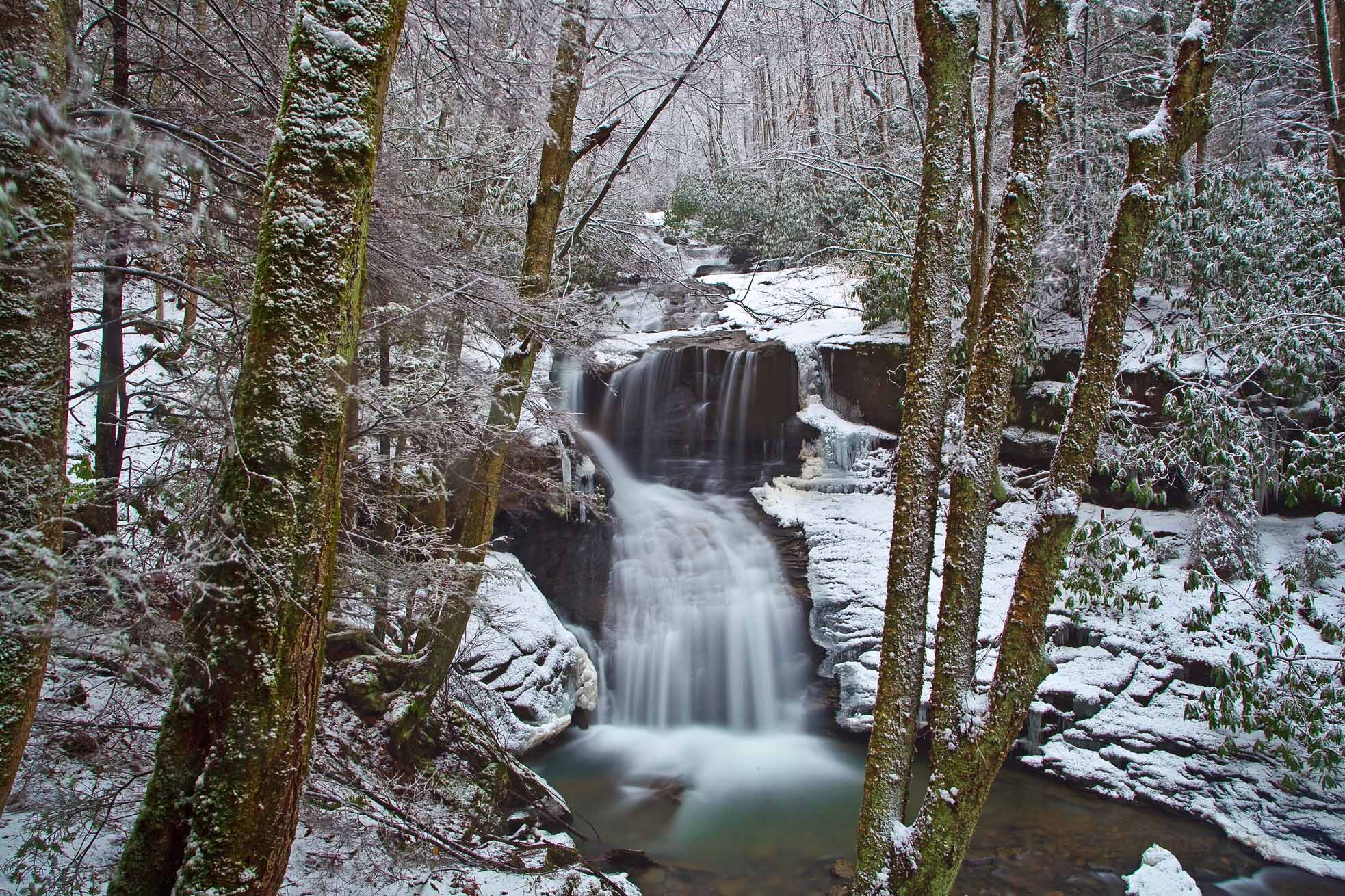 Snowy Winter Wv Ravine Waterfall By Forestwander Desktop Wallpaper