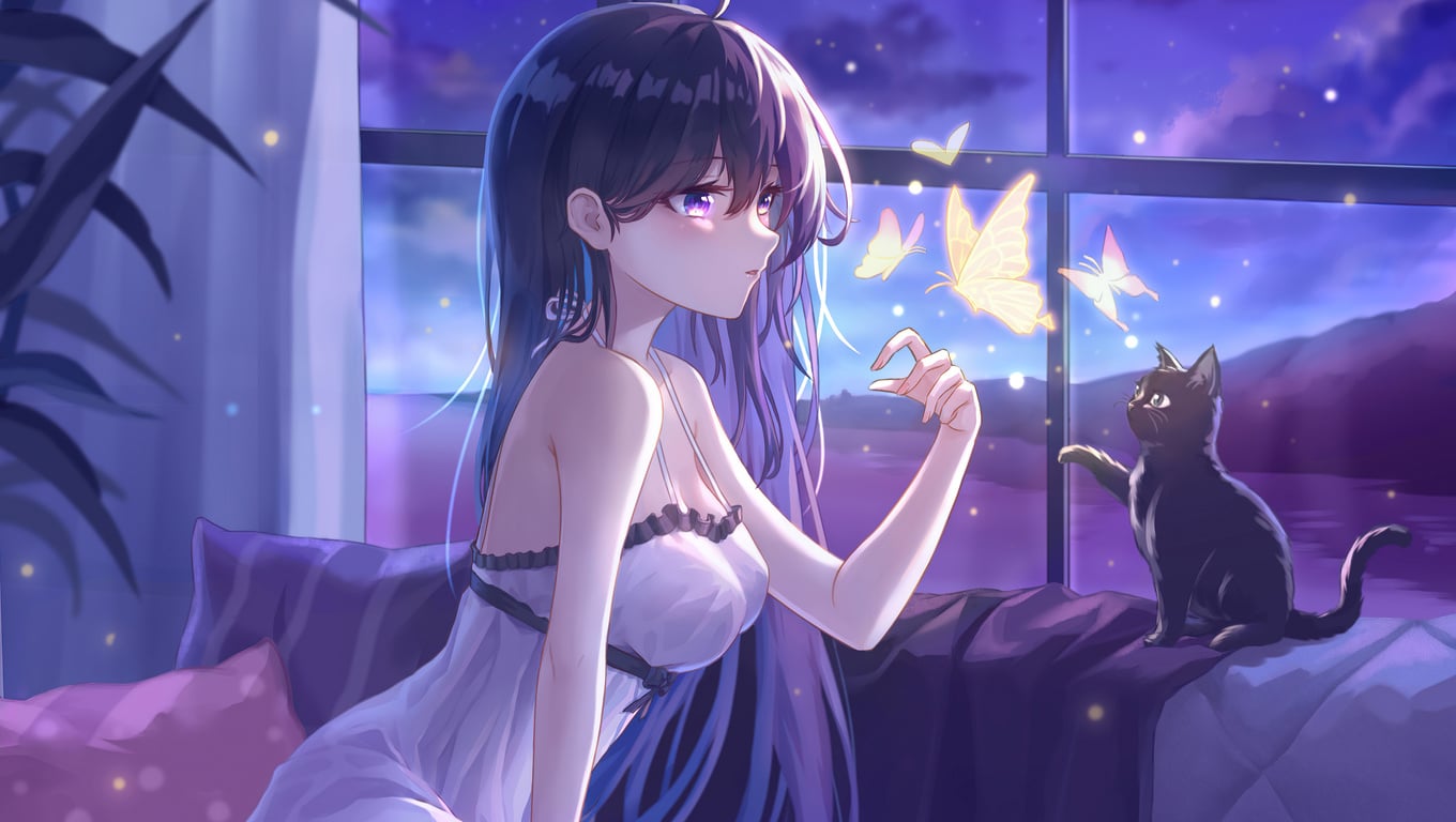 Anime Girl With Cats 4k Laptop HD Wallpaper Image Photos And Picture