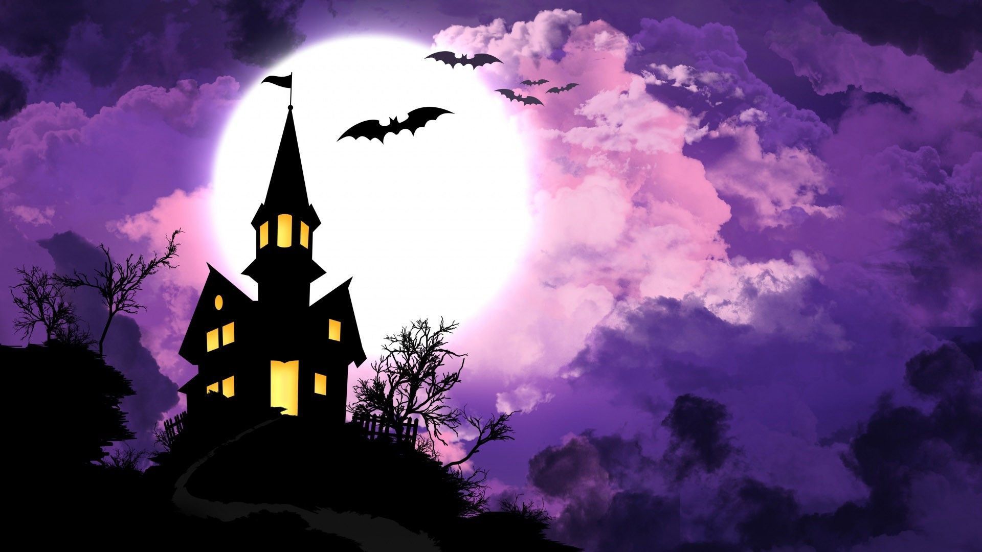 HD wallpaper Halloween Bats Purple Moon  Wallpaper Flare
