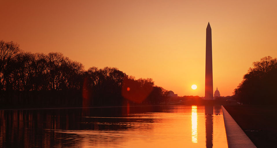 Sunrise On The Washington Monument Amp Reflecting Pool In D