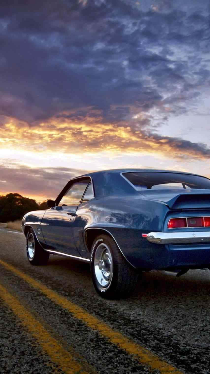 Blue Vintage Car iPhone Wallpaper