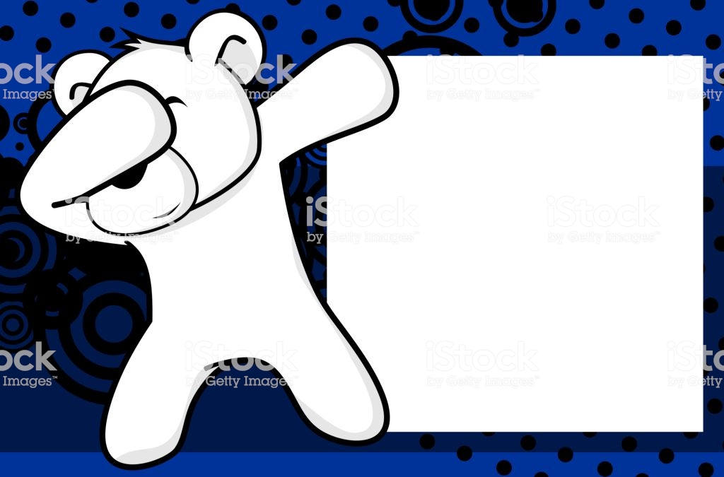 Dab Dabbing Pose Polar Bear Kid Cartoon Picture Frame Background