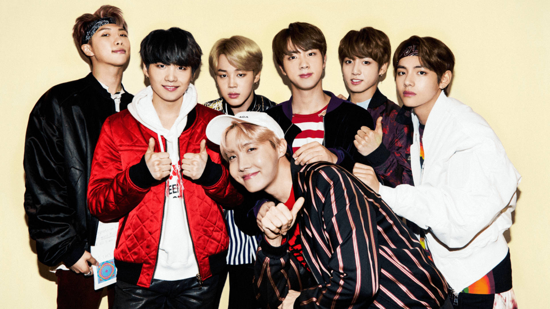 Bts Group Aesthetic Photo On Yellow Wallpaper