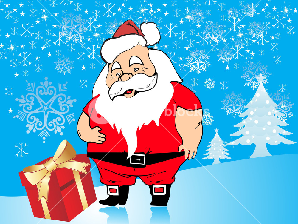 Christmas Vector Wallpaper With Santa Claus Royalty Stock