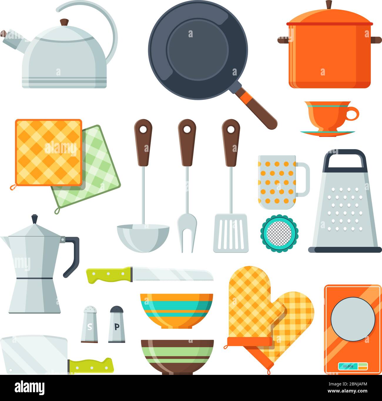 Kitchen tools for cooking Vector cartoon illustrations isolate 1300x1365