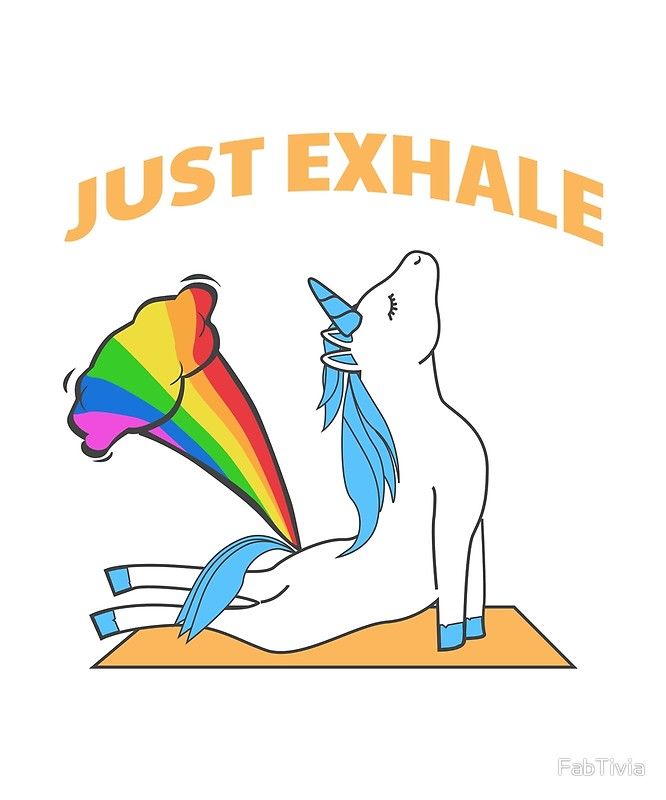 Funny Unicorn Yoga Farting Rainbow Just Exhale Poster In