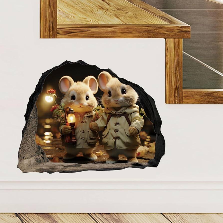 Amazon Toarti Cartoon Mouse Hole Wall Decals Kids Room Self