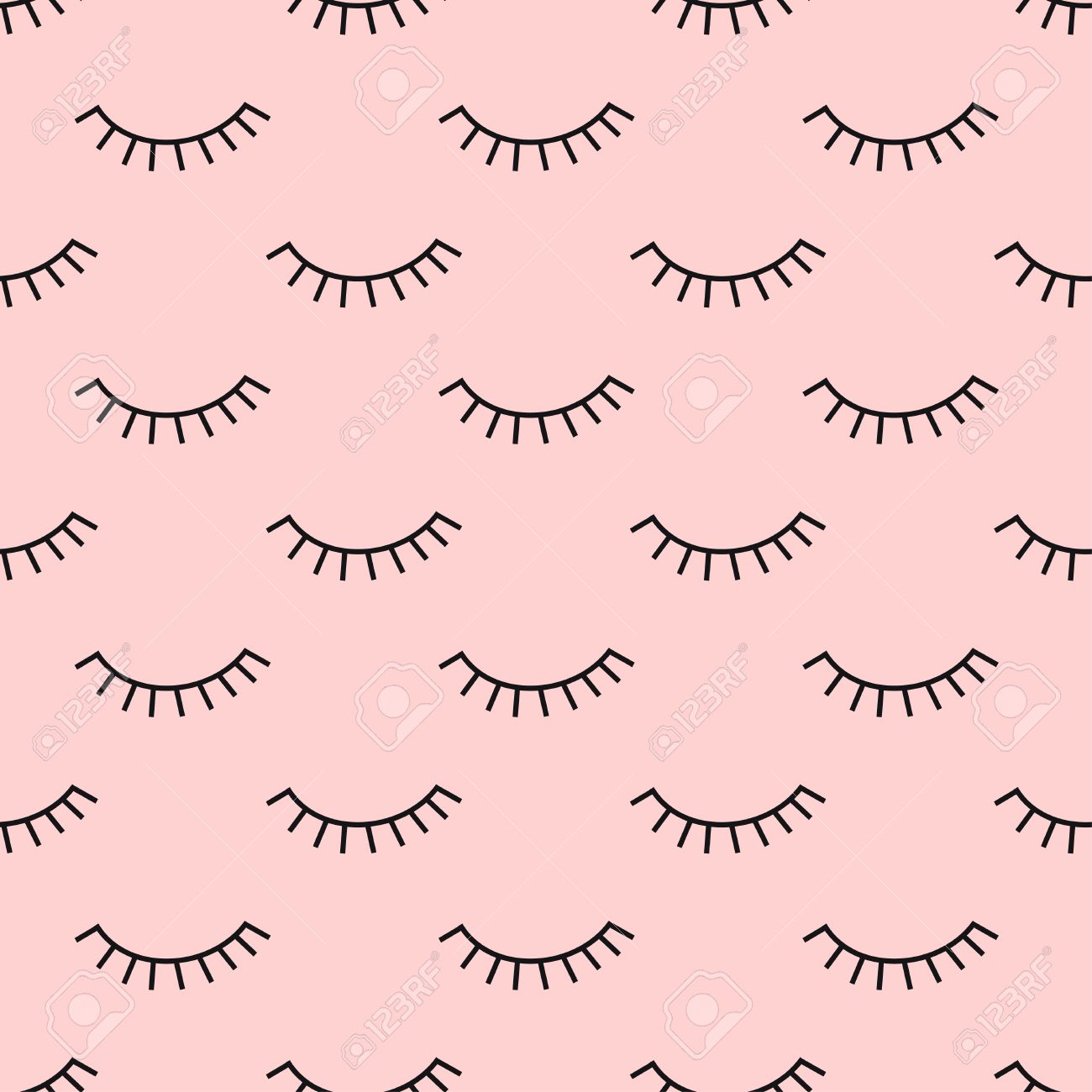 Abstract Pattern With Closed Eyes On Pink Background Cute