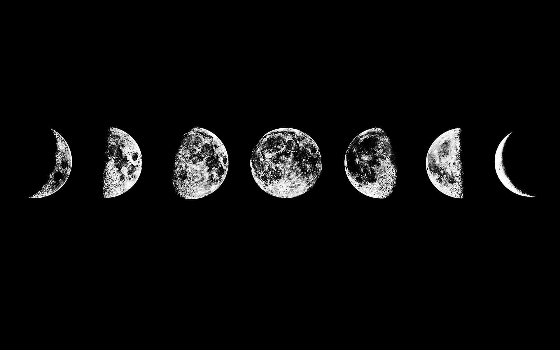 The Moon Phases In Black And White Wallpaper