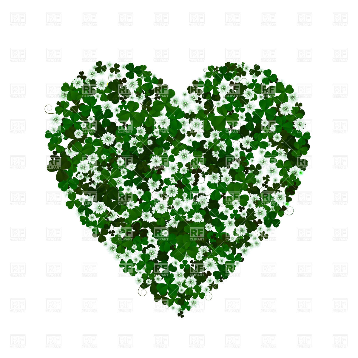 Heart Shaped Clover Leaves And Flowers St Patrick S Day