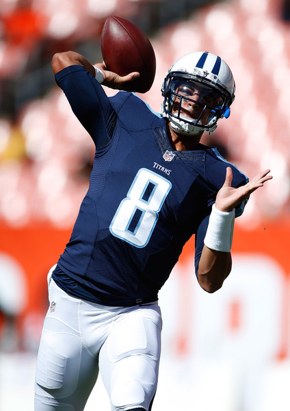 Marcus Mariota Of The Tennessee Titans Warms Up Prior
