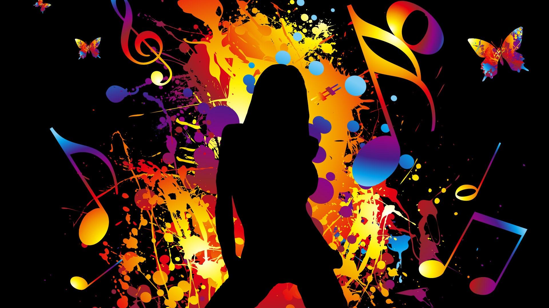 Wallpaper Colorful Vector Music Girl Dancing HD Picture