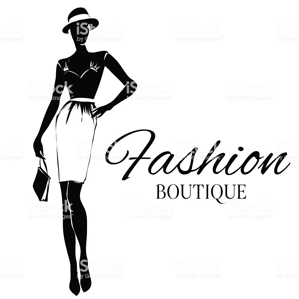 Fashion Boutique Background With Black And White Woman Silhouette