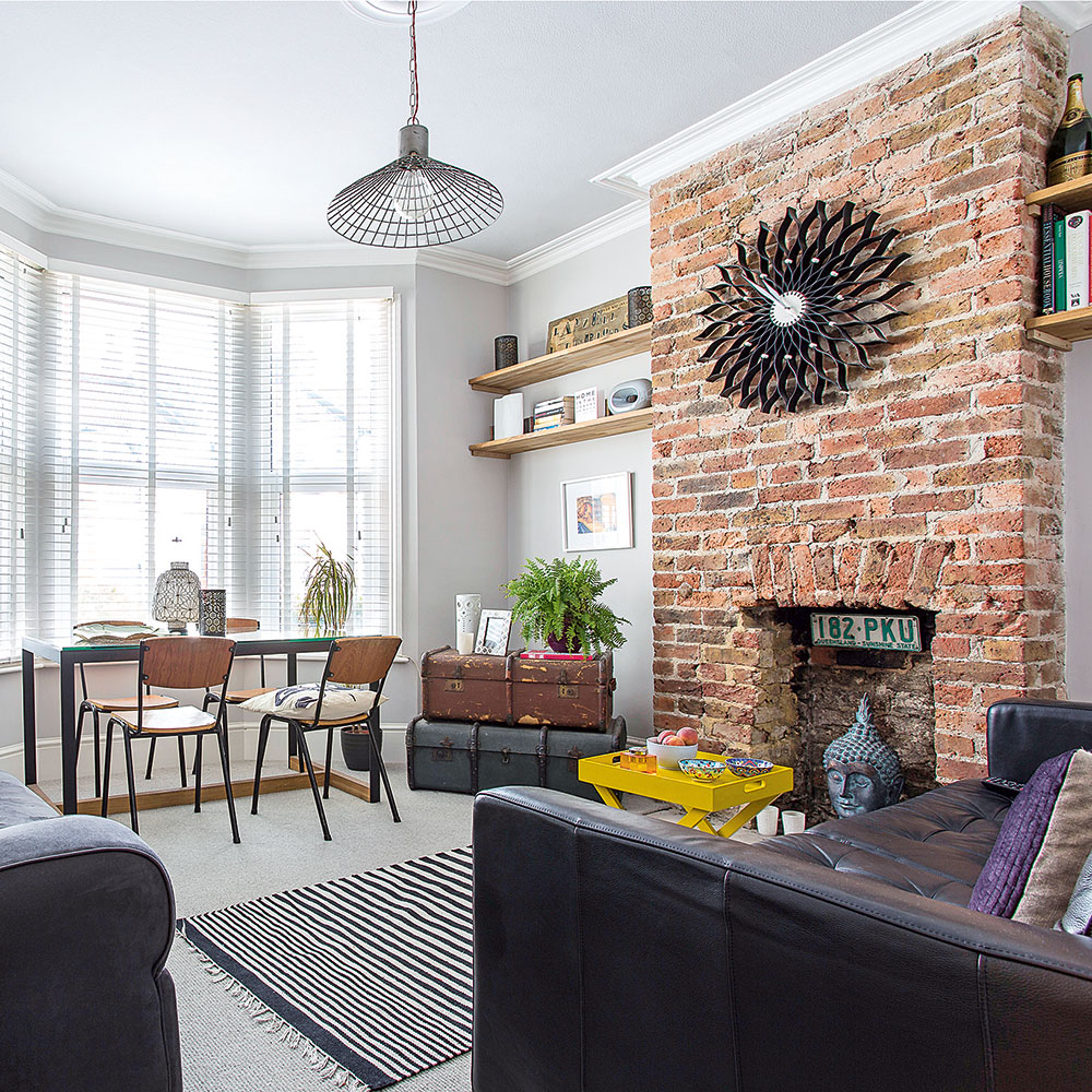 brick wall wallpaper living room