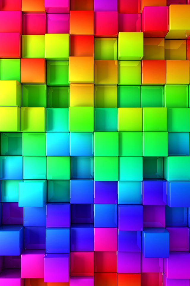 Rainbow Blocks Wallpaper Abstract 3d iPhone