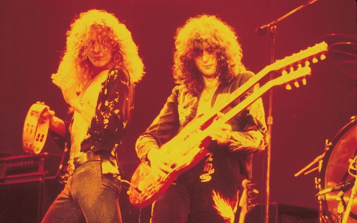 Led Zeppelin Concert Guitar Ban Group Color Wallpaper Background