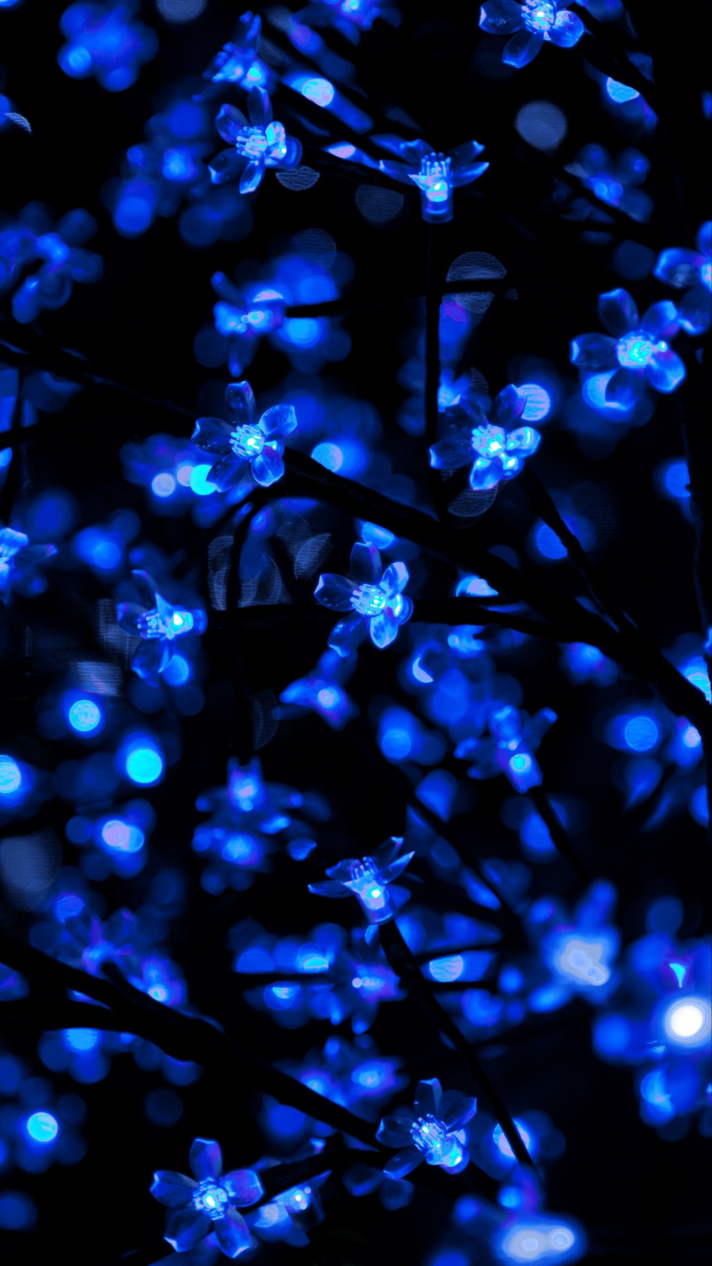 Wallpaper Garland Neon Light Backlight Blue Dark   Christmas 1440x2560
