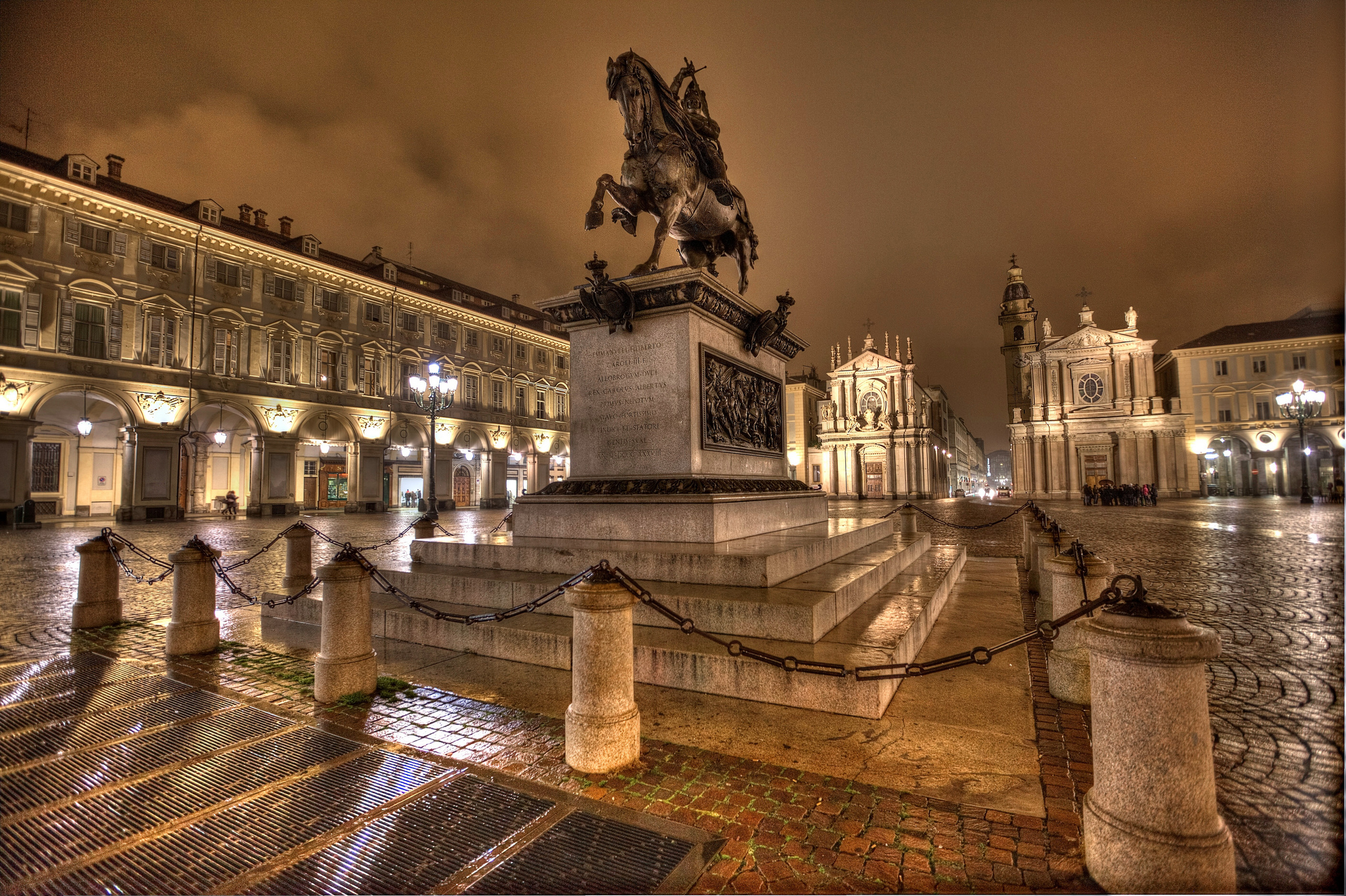 Image Monuments Piazza San Carlo Turin Night Cities