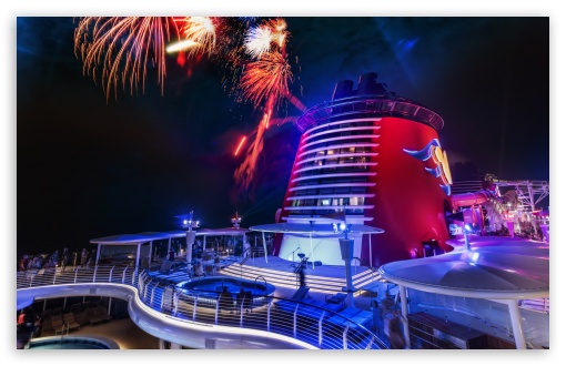 Fireworks On The Disney Cruise HD Desktop Wallpaper Widescreen