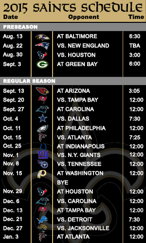 Saints schedule more favorable in 2015 than a year ago   SportsNOLA