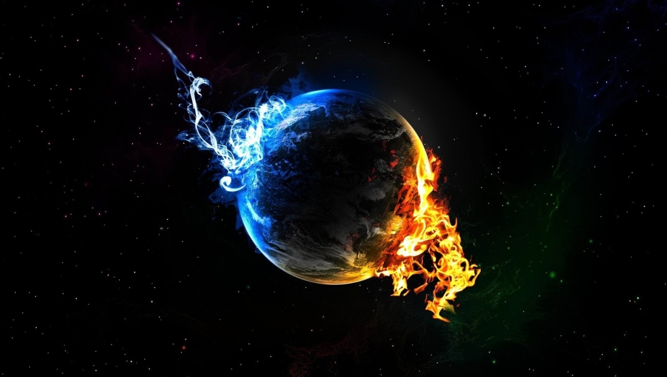Earth With Fire And Ice HD Wallpaper