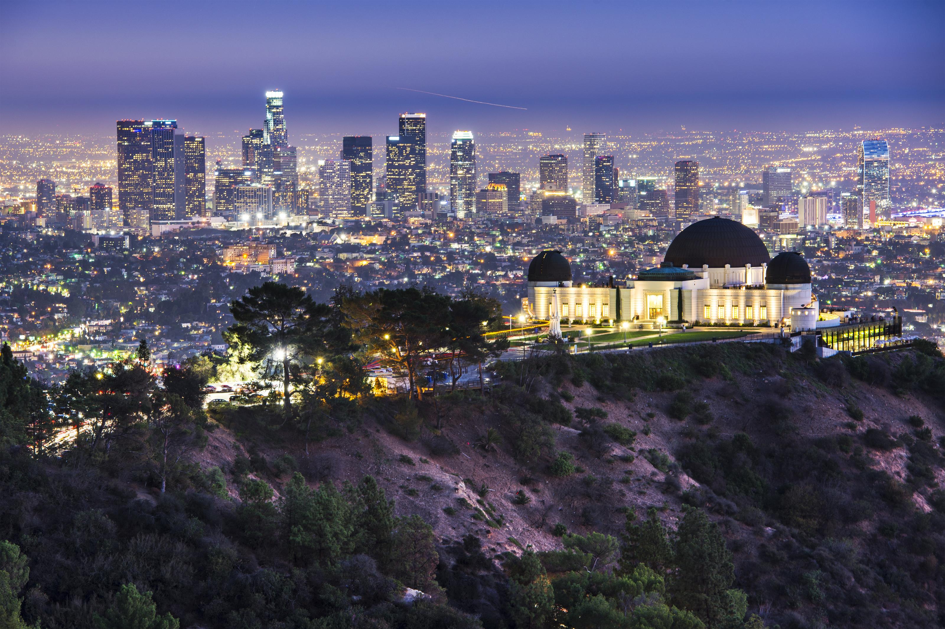 Griffith Observatory And Downtown Los Angeles Wall Mural Murals