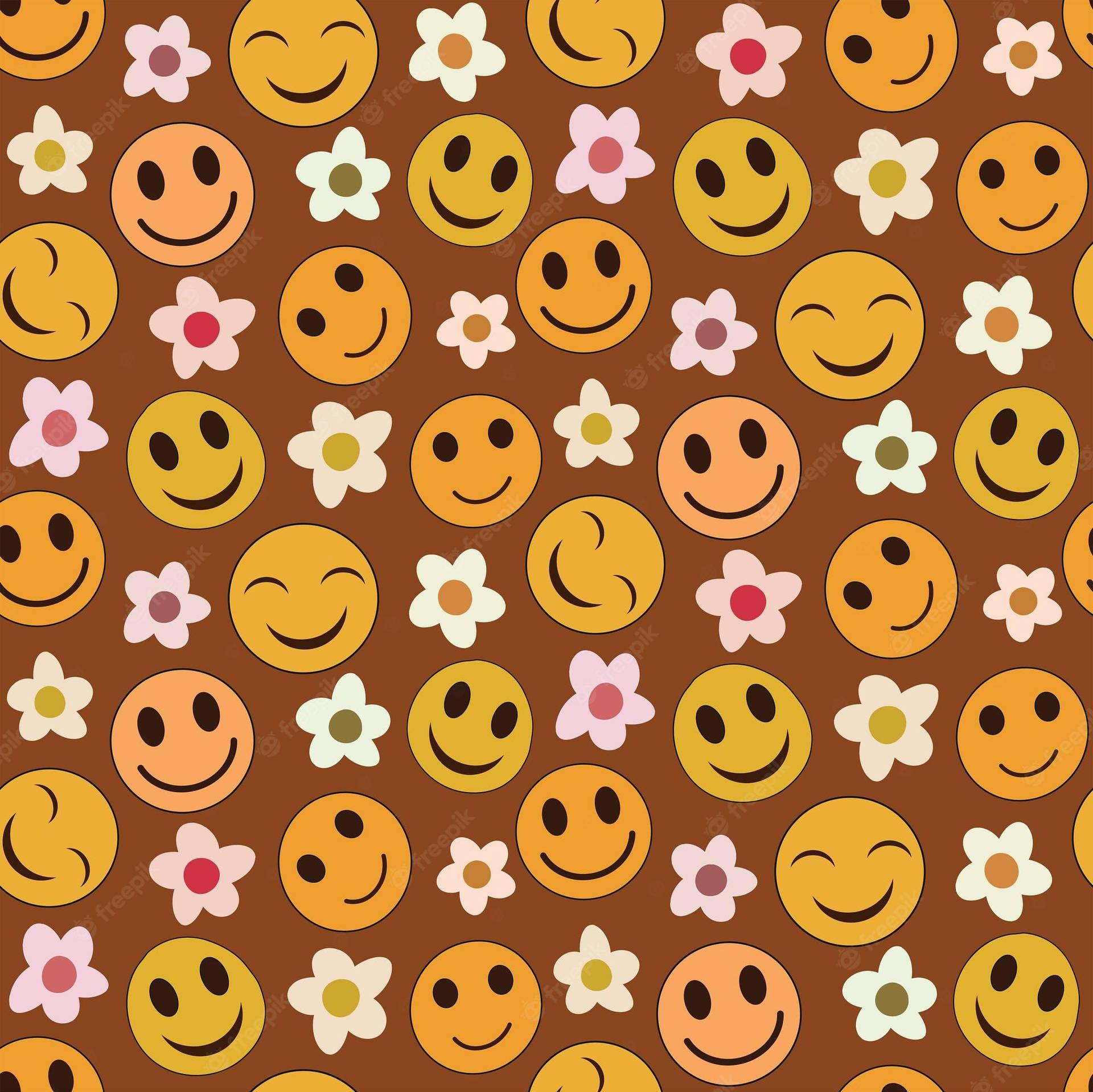 Download Preppy Smiley Face And Flowers Wallpaper