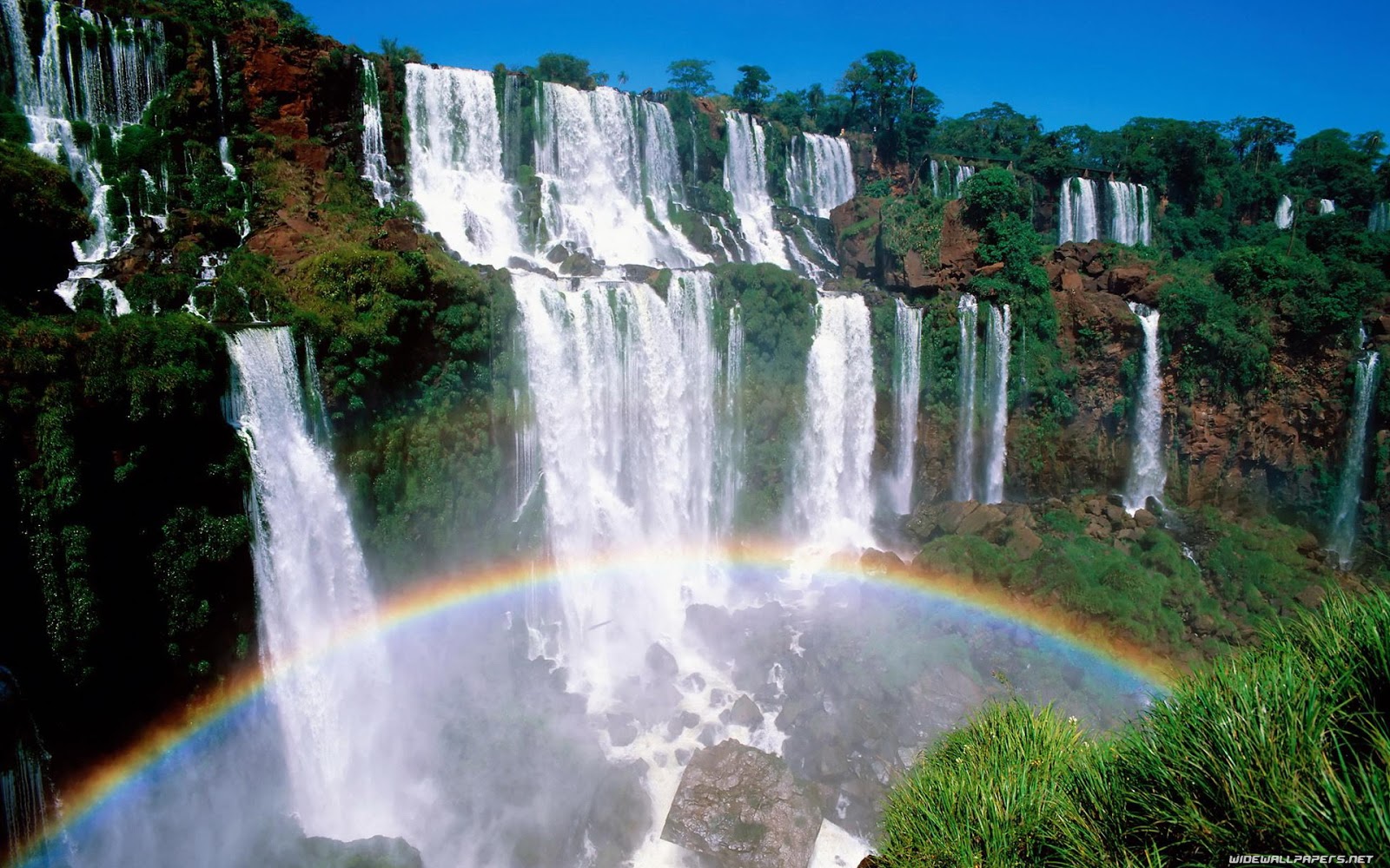 Waterfall With Rainbow HD Wallpaper