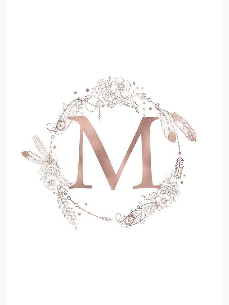 Letter M Rose Gold Pink Initial Monogram Spiral Notebook