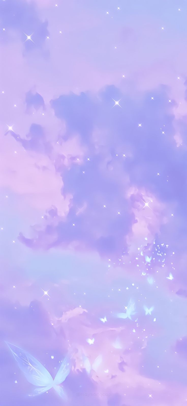 Sparkle Cloudy Butterflies Lilac Wallpaper