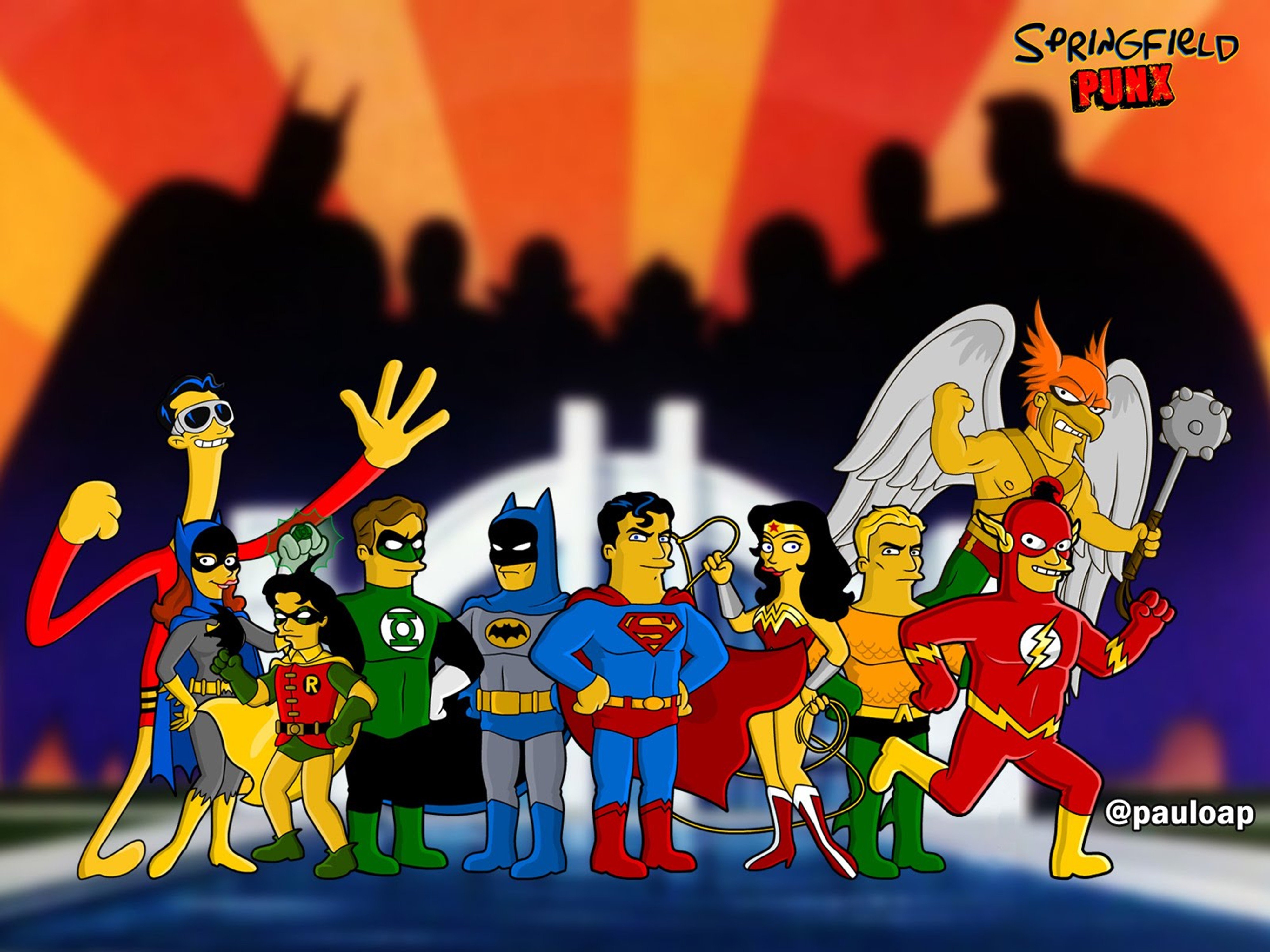 dc comics justice league by simpsons superheroes comics wallpaper