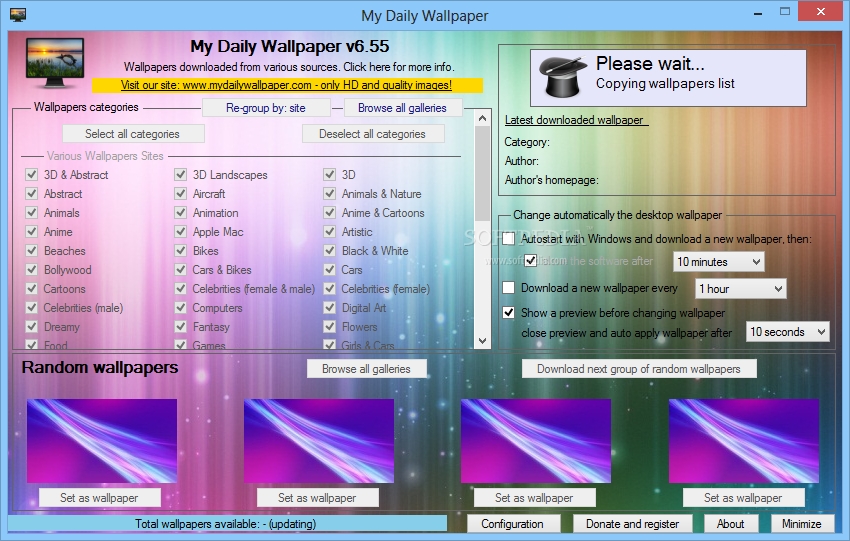 My Daily Wallpaper The Main Window Of Allows You